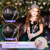Princess Dress Up Accessories, Light Up Wand Crown 7Pcs Princess Dress Up Set with Gloves Tiara Necklace Earrings Bracelet and Ring Gift Set for 3-6 Toddler Kids Girls Cosplay Party, Pink view 2