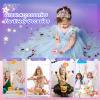 Princess Dress Up Accessories, Light Up Wand Crown 7Pcs Princess Dress Up Set with Gloves Tiara Necklace Earrings Bracelet and Ring Gift Set for 3-6 Toddler Kids Girls Cosplay Party, Pink view 4
