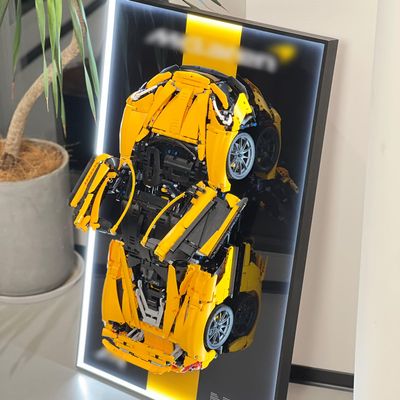 iLuane Display Wallboard for Large-Scale Model Car Kit Building Sets Type F (LED),Adult Collectibles Wall Mount,Home or Office Dcor, Built-in LED Lighting (No Car Included)