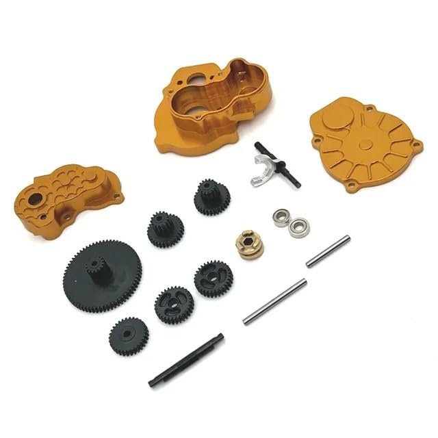 Metal Upgraded Dual Speed Transmission for FMS 1/24 FCX24 Xiaoqi FCX18 Crusher Chevrolet K5 RC Car Parts(Yellow)
