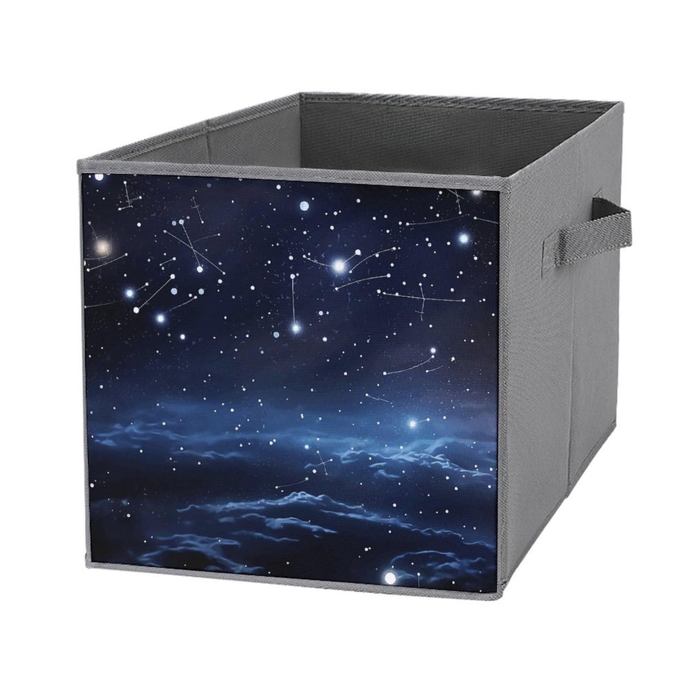 1PCS Collapsible Storage Bins with Dual Handles Fabric Storage Basket Foldable Cubes Organizer Baskets Cluster of Stars in Night Sky Storage Boxes for Organizing Clothing Cube Storage Organizer Bins