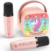 Unicorn Mini Karaoke Machine Toys: Kids Toys Girls Xmas Birthday Gifts Age 3-12+ Stocking Fillers LED Portable Bluetooth Speaker with 2 Wireless Microphone Gift Toy for 4 5 6 7 8 9 Years Old Girl Kid view 1