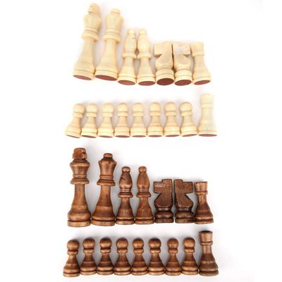 32PCS Standard Chess Pieces, Wooden Chess Piece Game of Intelligence Brain Puzzle International Chess Game Pieces Set for Parent Child Interaction Children Adults Gift