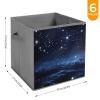 6PCS Collapsible Storage Bins with Dual Handles Fabric Storage Basket Foldable Cubes Organizer Baskets Cluster of Stars in Night Sky Storage Boxes for Organizing Clothing Cube Storage Organizer Bins view 2