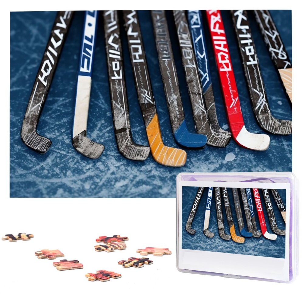 1000PCS Jigsaw Puzzle for Adults Personalized Picture Puzzle Ice Hockey Sticks Customized Wooden Puzzle for Family, Birthday, Wedding, Game Nights Gifts Animal Puzzle 29.5x19.7 inches