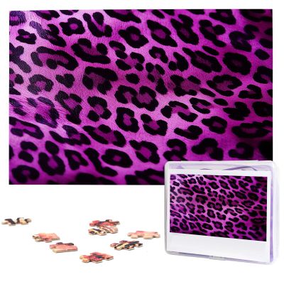 1000PCS Jigsaw Puzzle for Adults Personalized Picture Puzzle Purple Leopard Customized Wooden Puzzle for Family, Birthday, Wedding, Game Nights Gifts Animal Puzzle 29.5x19.7 inches