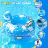 2025 New & Upgraded River Tubes for Floating Heavy Duty, Inflatable Float for Beach Lake Rafting, Fool Floats with Mesh Bottom, Cup Holder, Backrest view 4