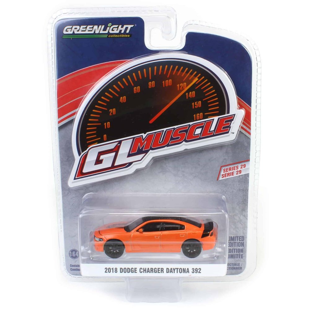 1/64 2018 Dodge Charger Daytona 392 Go Mango Greenlight Muscle Series 29 13360-E