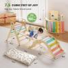 BlueWood Pikler Triangle Set with Cushion, 8-in-1 Climbing Toys for Toddlers, Montessori Philosophy Play Jungle Gym with Arch, Ramp, Ladder(Sunshine Rainbow) view 4