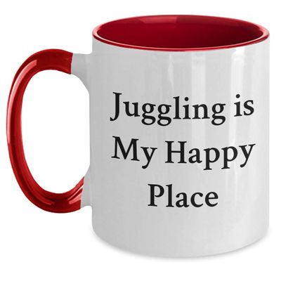 Juggling is My Happy Place, Two Tone Coffee Mug, Christmas Unique Gift for Juggling Enthusiasts, Gifts from Friends and Family