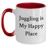 Juggling is My Happy Place, Two Tone Coffee Mug, Christmas Unique Gift for Juggling Enthusiasts, Gifts from Friends and Family view 1