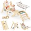 BlueWood Pikler Triangle Set with Cushion, 8-in-1 Climbing Toys for Toddlers, Montessori Philosophy Play Jungle Gym with Arch, Ramp, Ladder(Mauve Pink) view 1