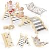 BlueWood Pikler Triangle Set with Cushion, 8-in-1 Climbing Toys for Toddlers, Montessori Philosophy Play Jungle Gym with Arch, Ramp, Ladder(Elegant Gray) view 1