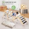 BlueWood Pikler Triangle Set with Cushion, 8-in-1 Climbing Toys for Toddlers, Montessori Philosophy Play Jungle Gym with Arch, Ramp, Ladder(Elegant Gray) view 4