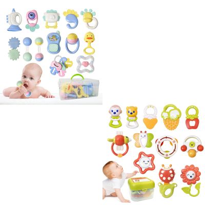 Baby Rattles 0-6 Months, Baby Teething Toys with Storage Case, Infant Toys 0-3-6-12 Months, Baby Girl Toys, Best Newborn Christmas Gift for Babies Infants Boy Girl