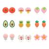 9 Pairs Kids Clip On Earrings for Little Girls, Vegetable Fruit Flower Toddler Earrings with Ear Pads for Teen Jewelry Gift view 1