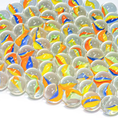 Sukh Bulk Glass Marbles - Thick Cat Eye Mix 3 Colors Medium Sized 80Pcs Marble Decorative Gift Nostalgic Retro Game with 16mm for Bounce,Chinese Checkers Board Game,Vases,Party Decor