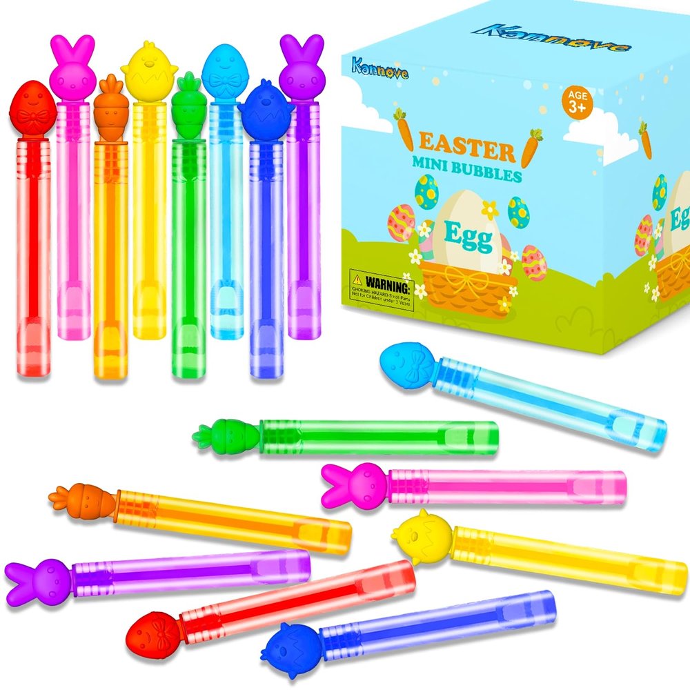 Bulk Easter Party Favors Goodie Bags Stuffers for Kids,100 Pack Mini Bubbles Wands Toys Gifts Bulk for Toddler Easter Basket,Non Candy Gift Bag Pinata Fillers,Activities Games Prizes for Classroom