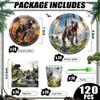 120pcs Dinosaur Party Supplies Paper Plates Napkins Disposable Tableware Set Paper Cups Green Forks for Dinosaur Theme Birthday Party Supplies for Boys Kids Severs 24 view 2