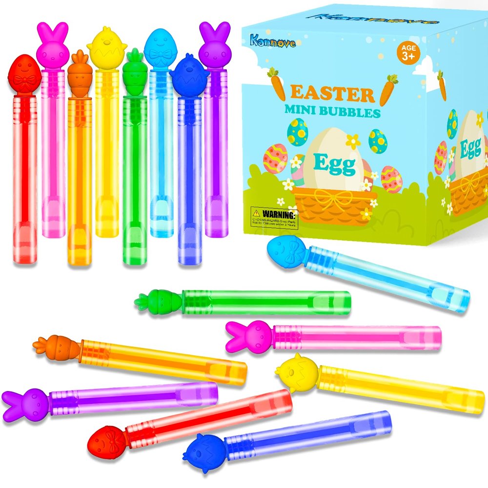 Easter Mini Bubbles Wands Toys Gifts Bulk for Kids,64 Pack Easter Party Favors Supplies for Toddlers,Easter Basket Goodie Gift Treat Bag Stuffers,Non Candy Classroom Prizes Pinata Fillers for Boy Girl