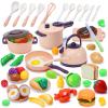 CUTE STONE 51-Piece Mini Play Kitchen Accessories for Kids, Pretend Cooking Playset with Pots, Pans, Utensils, Cutting Fun Fruits & Veggies, Learning Gift for Toddlers, Girls & Boys view 1
