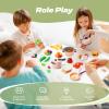 CUTE STONE 51-Piece Mini Play Kitchen Accessories for Kids, Pretend Cooking Playset with Pots, Pans, Utensils, Cutting Fun Fruits & Veggies, Learning Gift for Toddlers, Girls & Boys view 2