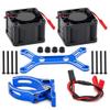 Metal Heatsink Double Motor Cooling Fan 6-12V 14600RPM for TRAXXAS X-Maxx 4985 1717 Motor, 1/5 ARRMA 6S 8S RC Cars, Blue view 1