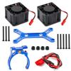 Metal Heatsink Double Motor Cooling Fan 6-12V 14600RPM for TRAXXAS X-Maxx 4985 1717 Motor, 1/5 ARRMA 6S 8S RC Cars, Blue view 4