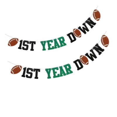 1st Year Down Banner-First Year Down Birthday Party Decorations,Football 1st Birthday Party Decorations
