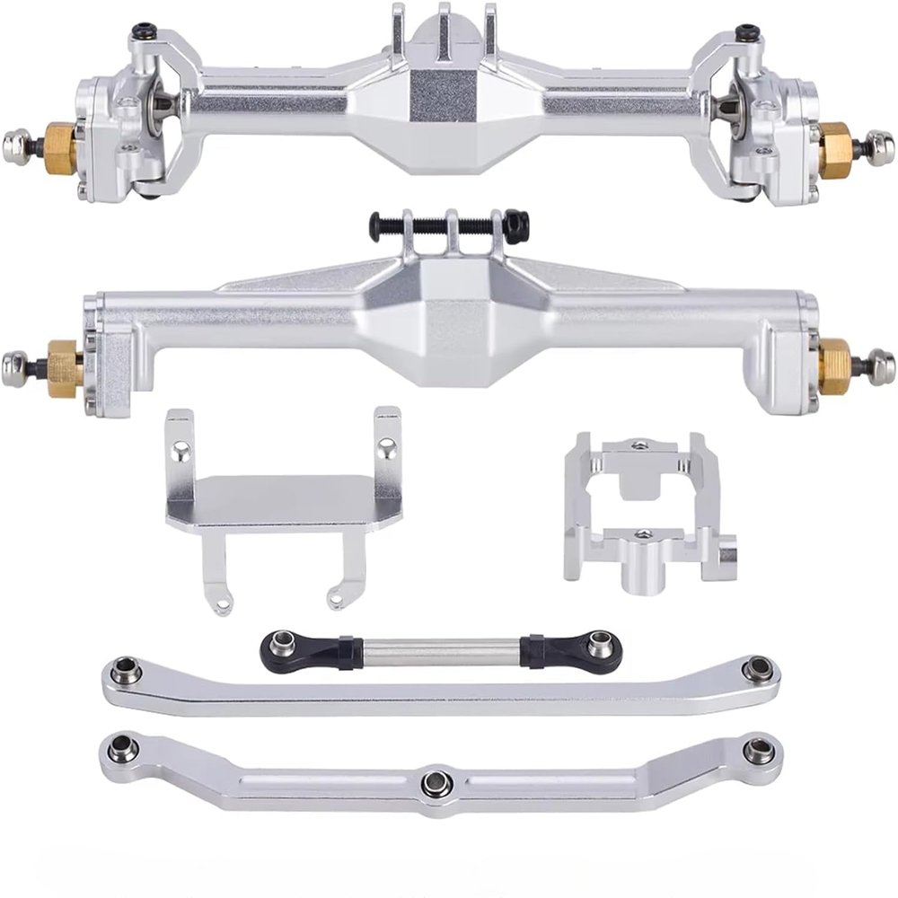 1/18 TRX4M Portal Axle,109.6g Aluminum CNC TRX4M Axle, Extended +10mm TRX4M Portal Axles with Two Servo Mount Options, for RC Crawler Car TRX4M Axle Upgrade Parts (Silver)