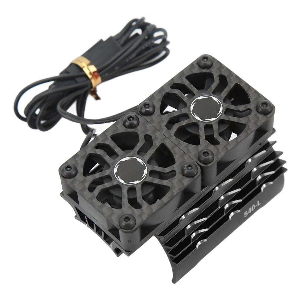 36mm RC Motor Cooling Fan with Heatsink, 28000RPM 8.4V Dual Fans RC Brushless Motor Heatsink Cover for 540 550 Motor (Black)