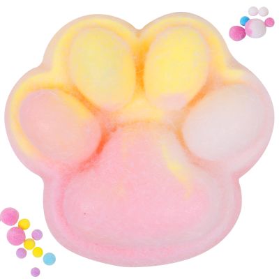1pcs Rainbow Yellow Big 5in Squishy Cat Paw Squeeze Toys,Cute Kawaii Squishies,Fur Ball,Jelly Kitty Paw Squishy Funny for Adults Kids