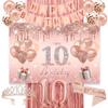 10th Birthday Decorations for Girls,Banner,Backdrop, its my 10th Birthday Sash, Sweet Rhinestone Tiara Crown,Balloons view 1