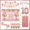 10th Birthday Decorations for Girls,Banner,Backdrop, its my 10th Birthday Sash, Sweet Rhinestone Tiara Crown,Balloons view 2
