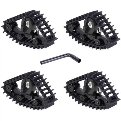 TRX4M Track Snow Tires, 4Pcs TRX4M Track Wheels Snow Tires with L-Shaped Wrench Installation Tool for 1/18 RC Crawler Car TRX4M Upgrade Accessories (Black)