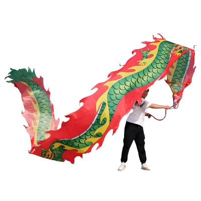 ZNQNDSR Dragon Ribbon Poi with Accessory, Dragon Poi for Beginners Outdoor Fitness Stage Prop Set, Exercise Dance Dragon Poi(Green and Red,26 ft)