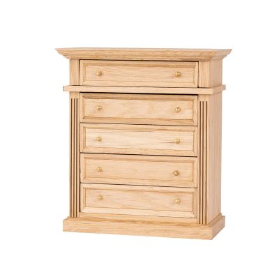 Waldosia 1:12 Scale Dollhouse Miniature Oak Dresser 5-Drawer Wooden Chest for Bedroom, Roombox, Booknooks and Dioramas Furniture