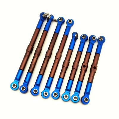 8pcs S2 Hard Steel Adjustable Front and Rear Toe Links Push Rods with Aluminum Ends Blue for Traxxas 1/16 Mini E-Revo Summit 7138 7118
