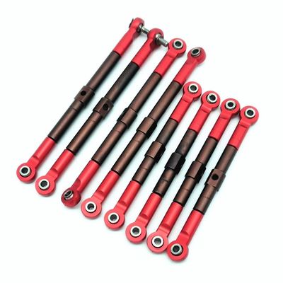 8pcs S2 Hard Steel Adjustable Front and Rear Toe Links Push Rods with Aluminum Ends Red for Traxxas 1/16 Mini E-Revo Summit 7138 7118