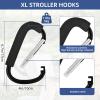 2 Pack Stroller Hooks, 6.3" Large Stroller Clip, Extra Large Carabiner, Big Carabiner Clip Heavy Duty, Universal Stroller Accessories for Mommy, Hang Shopping Bags, Purses, Diaper Bags, and Tools view 3