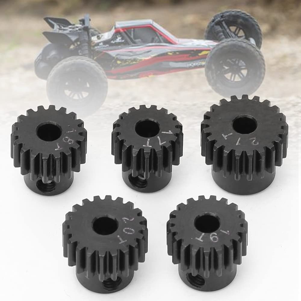 48P Pinion Gear Set 17T 18T 19T 20T 21T Metal Pinions Compatible with ECX 2WD 1/10 RC Hobby Car (Black)