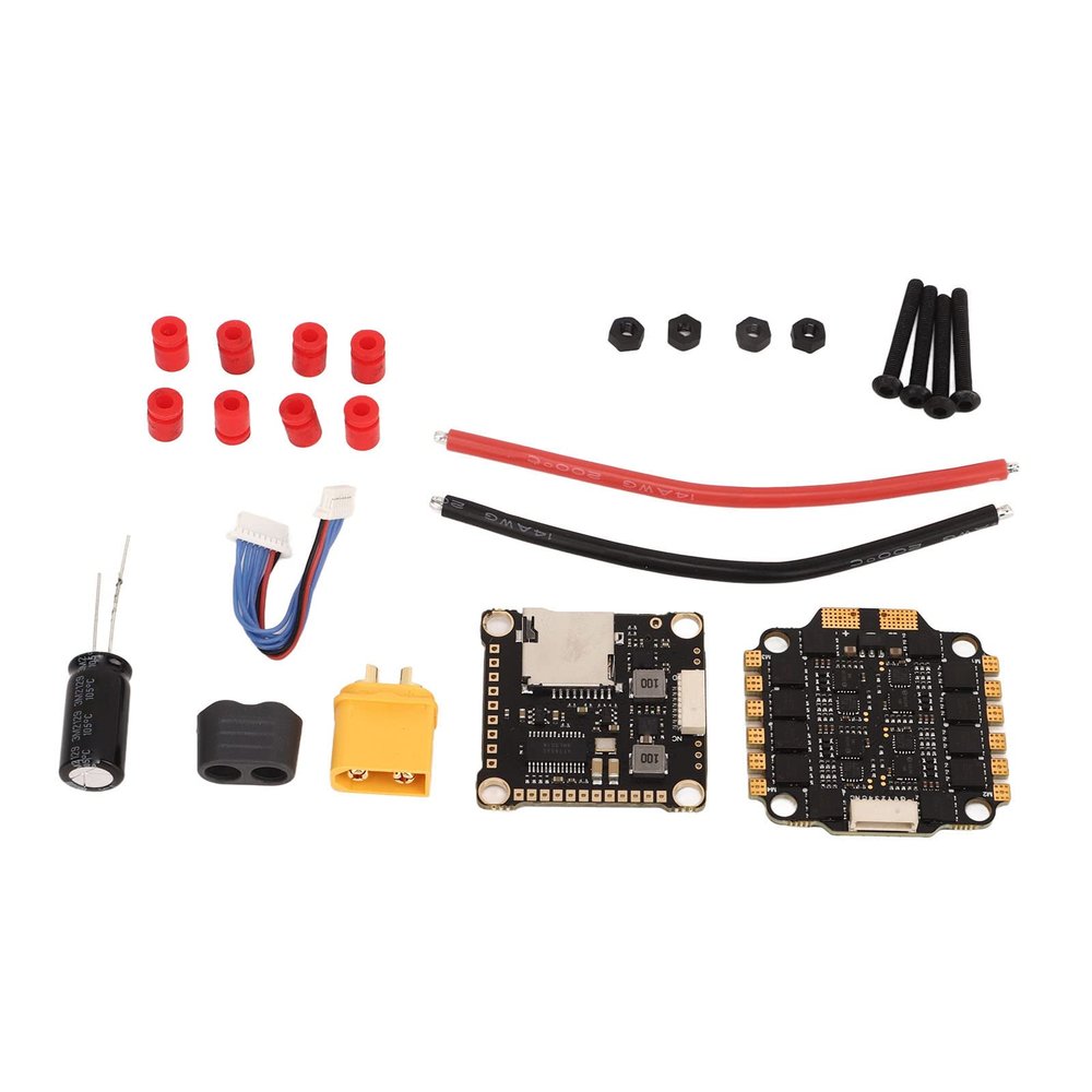 4 in 1 60A Brushless ESC, F4 V3S Plus Flight Controller Board Supports DShots, Flight Controller with Gyroscope, Barometer, for RC Drone