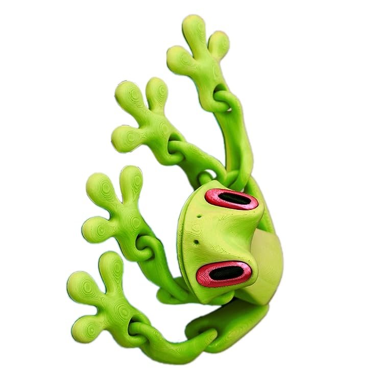 3D Printed Animal Frog Refrigerator Magnets Magnet Decor Articulated Toy for Fridge (Green)