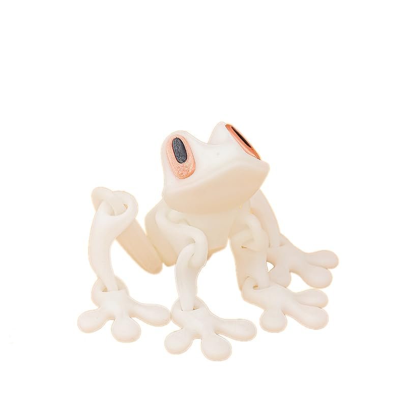3D Printed Animal Frog Refrigerator Magnets Magnet Decor Articulated Toy for Fridge (White)