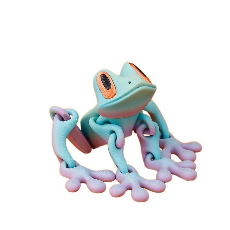 3D Printed Animal Frog Refrigerator Magnets Magnet Decor Articulated Toy for Fridge (Matte rainbow)