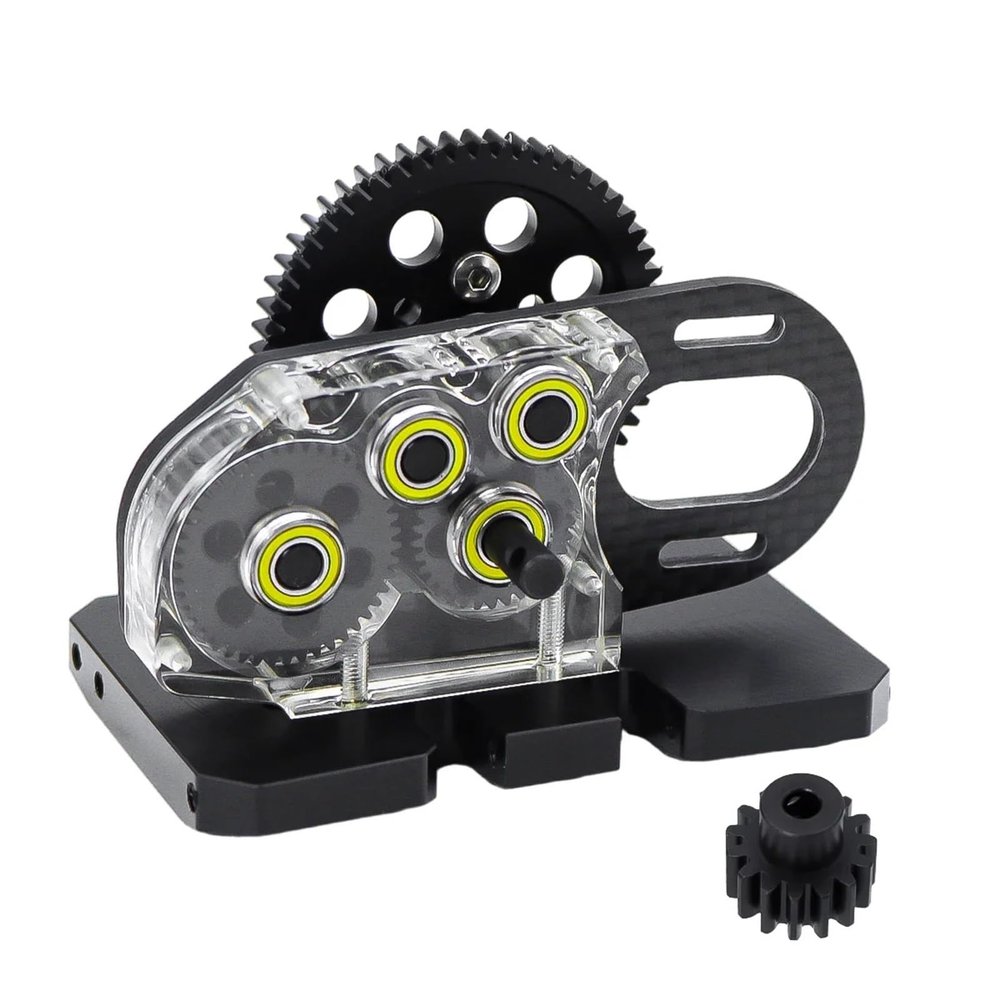 Acrylic Aluminum 2Low LCG Transmission Overdrive Gearbox Skid For 1/10 RC Crawler Cheater Rigs Capra SCX10 II III Upgrade replacement part(Carbon Fiber)