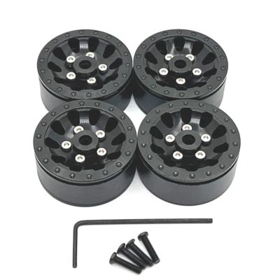 4pcs Metal Beadlock Wheel Hub Wheel Rim For WPL C14 C24 C34 C54 1/16 RC Car Upgrade Parts Accessories replacement part(Black)