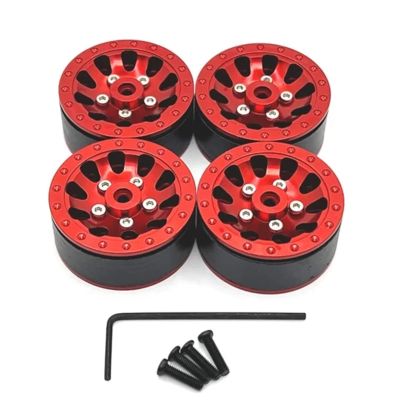 4pcs Metal Beadlock Wheel Hub Wheel Rim For WPL C14 C24 C34 C54 1/16 RC Car Upgrade Parts Accessories replacement part(Red)