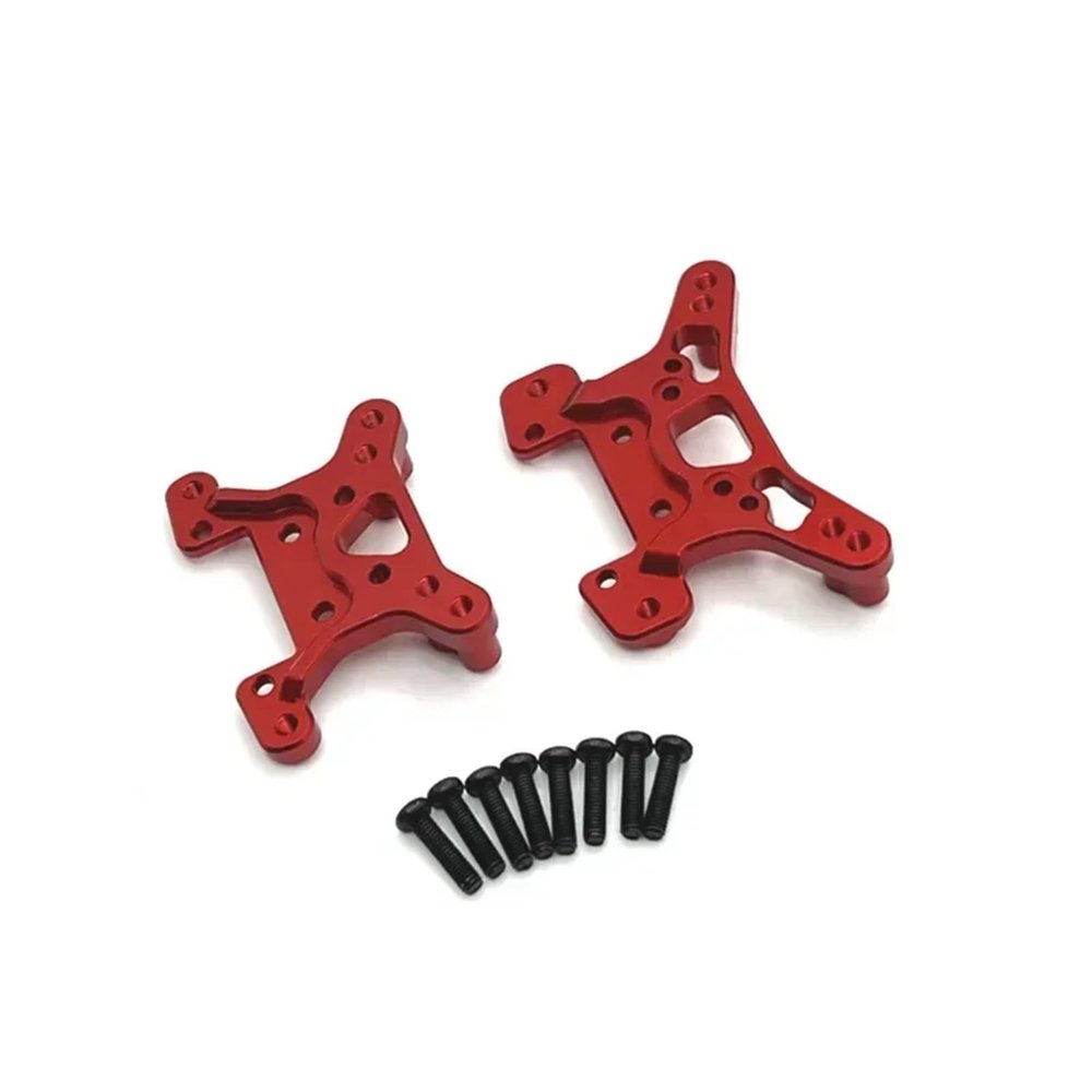 For Wltoys 144001 144010 144016 144018 124017 124019 124007 124008 124010 Metal Front Rear Shock Tower Plate RC Car Upgrade Parts replacement part(Red)