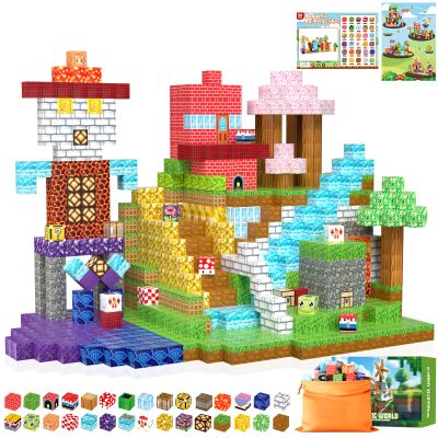AKALOL Magnetic Blocks,120PCS Magnetic Building Blocks Cube Constructions Sensory Toys for Kids Tiles Toys for Boys & Girls 3 4 5 6 7 8 9 10 Year Old,STEM Birthday Gifts for Toddlers Outdoor Travel